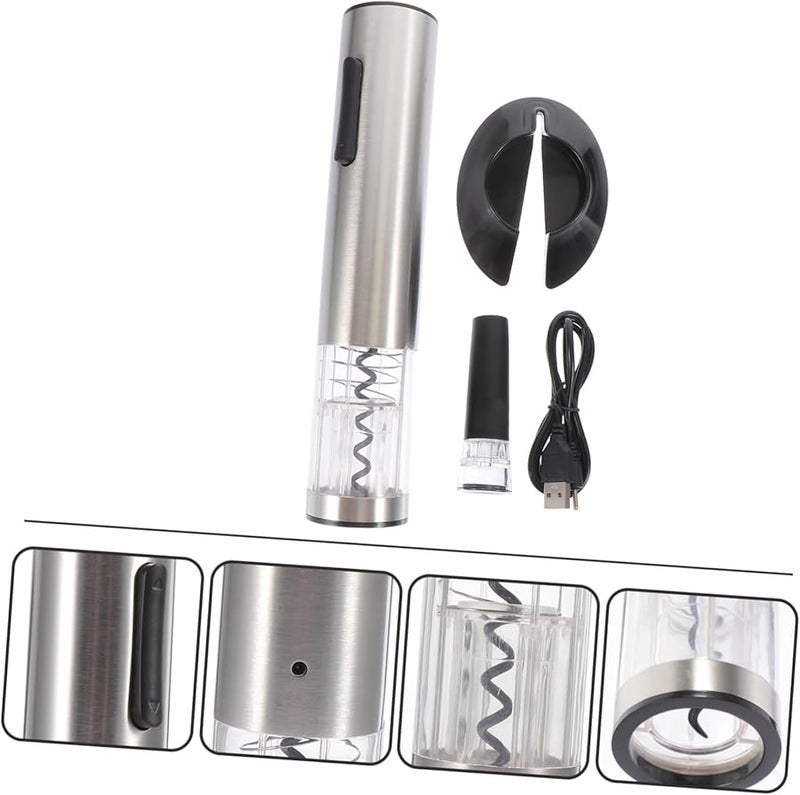 فتاحة نبيذ كهربائية أوتوماتيكية من الفولاذ المقاوم للصدأ، برغي فلين سهل الاستخدام لحفلات المنزل والنوادل - Image 5